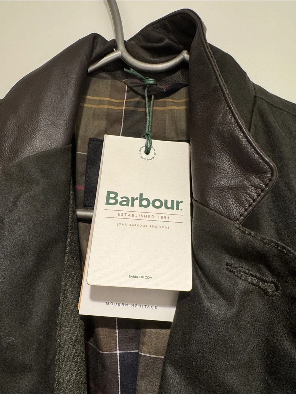 Barbour Waxed Cotton Beacon Sports Jacket with Tartan Lining